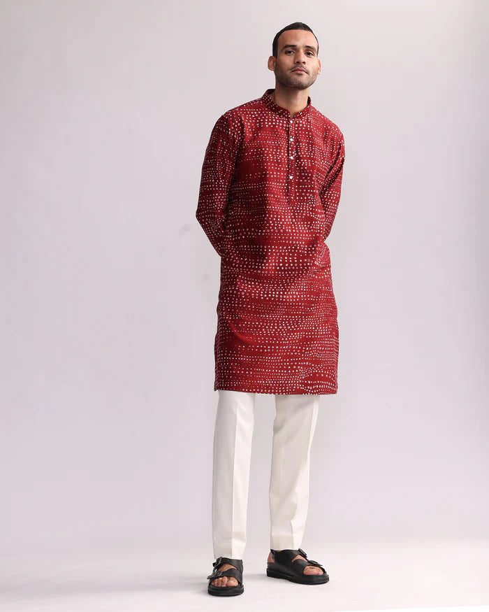 Red Bubble Print Kurta Only