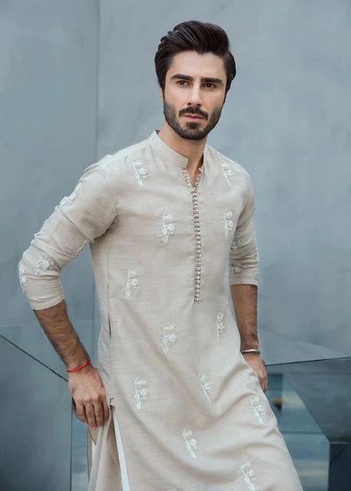 White Flower Embroidery Work Kurta Only