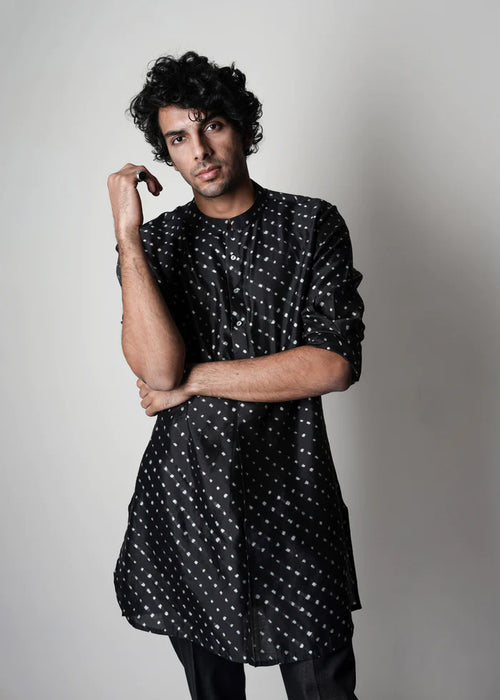 Black Dott Print Kurta Only