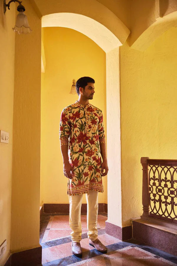 Flower Patti Print Kurta Only