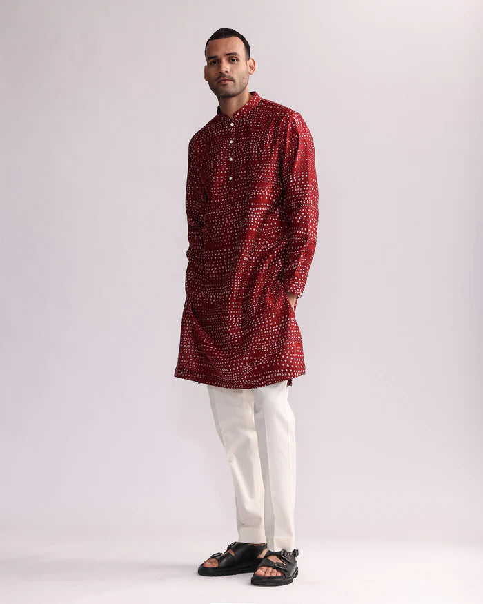 Red Bubble Print Kurta Only