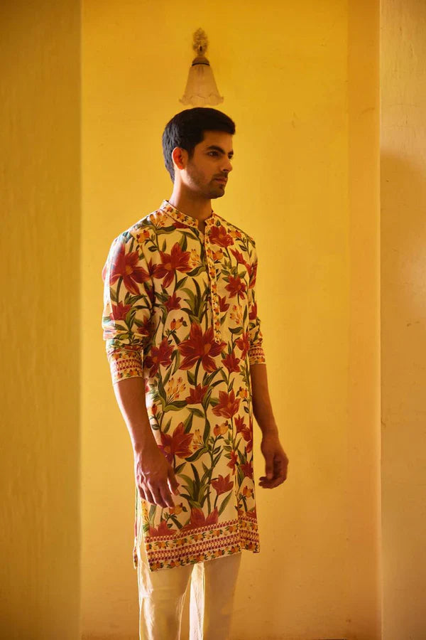 Flower Patti Print Kurta Only