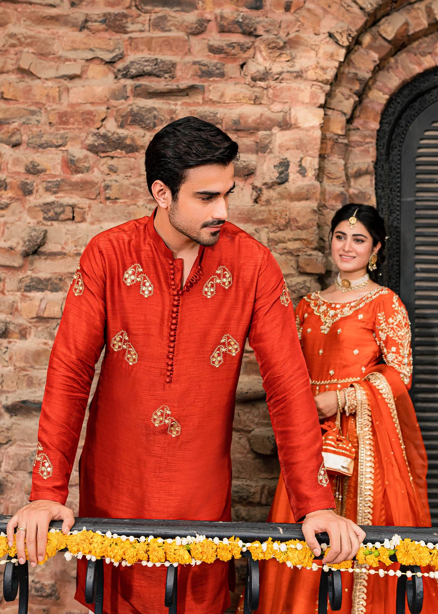 Rustic Orange Embroidery Work Kurta Only