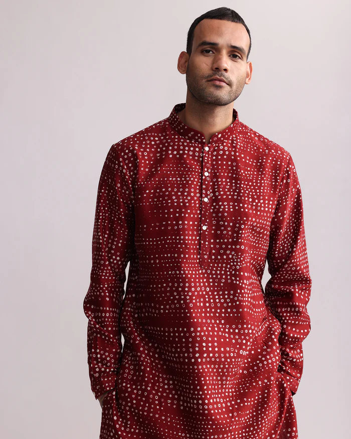 Red Bubble Print Kurta Only
