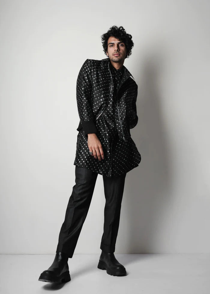 Black Dott Print Kurta Only