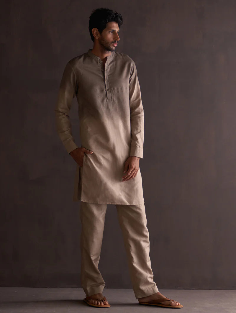 Coffee Brown Shaded Print Kurta Only