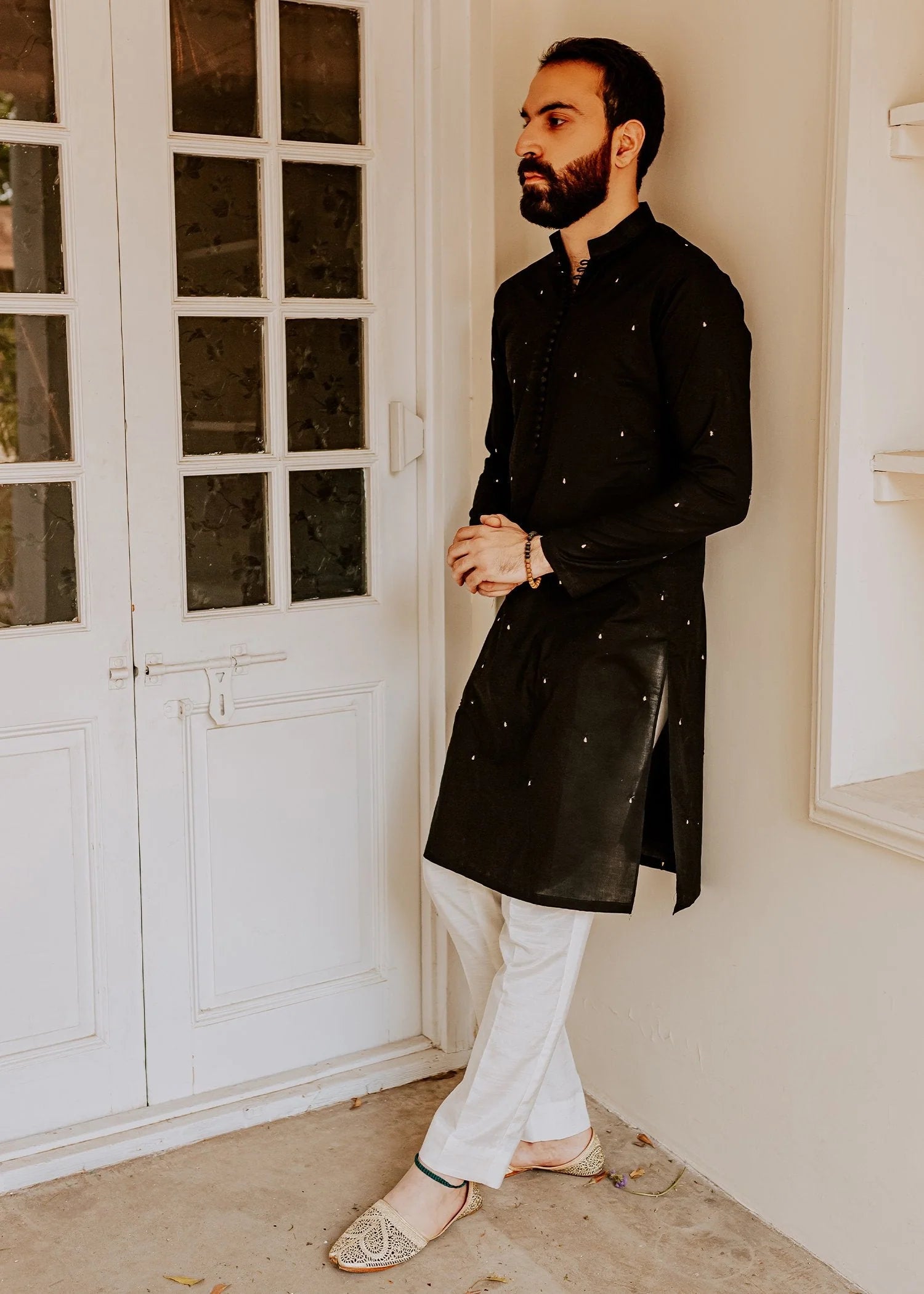 Black Motif Embroidery Work Kurta Only