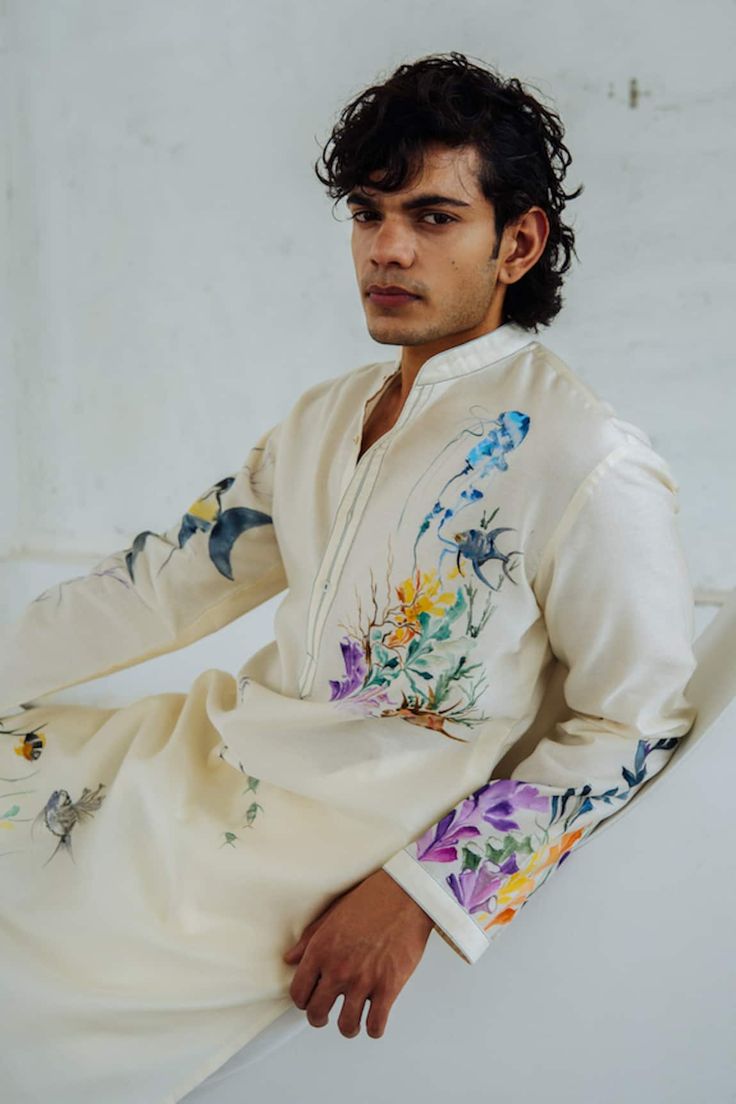 Coral Reef Print Kurta Only