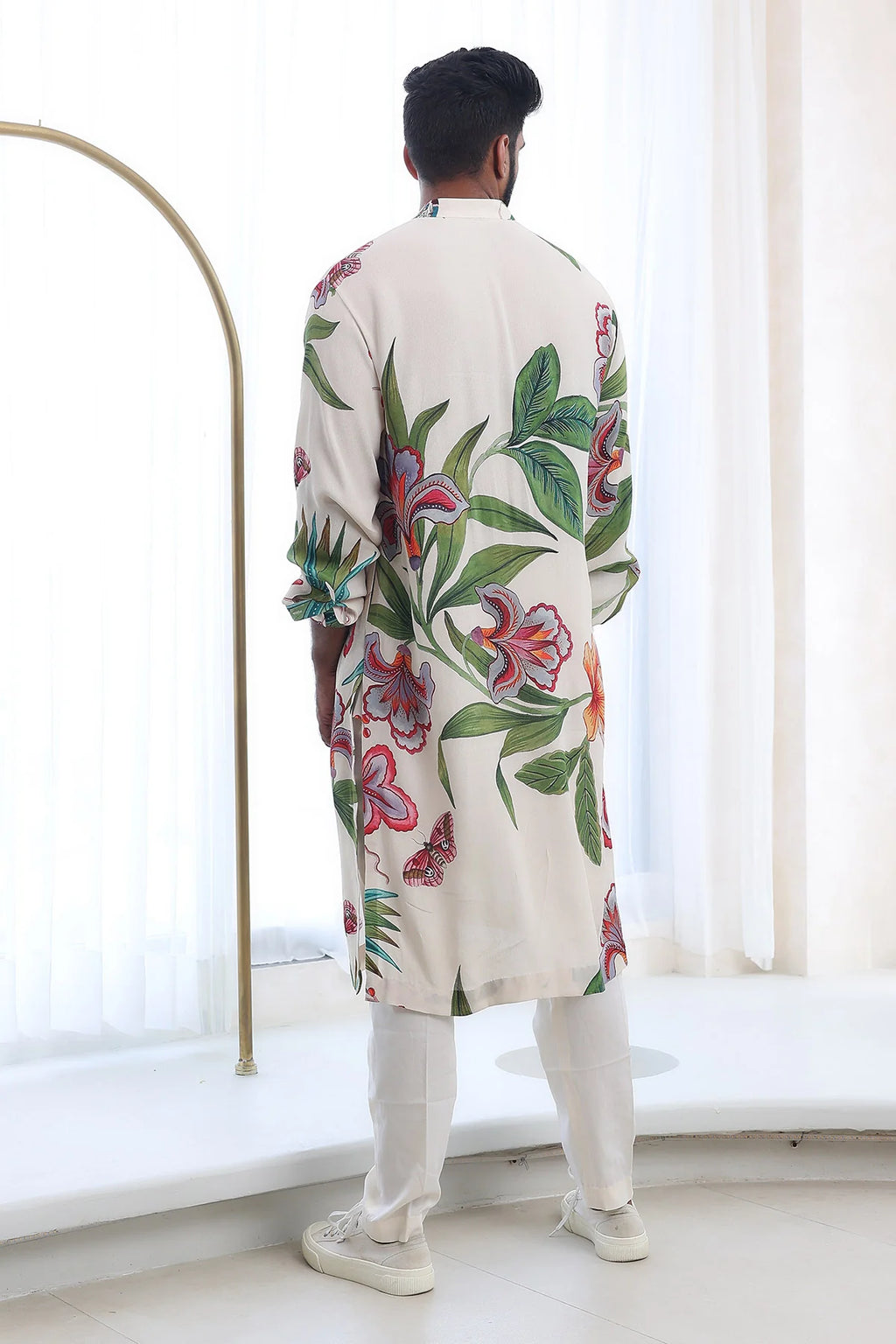 Ivory Floral Print Kurta Only
