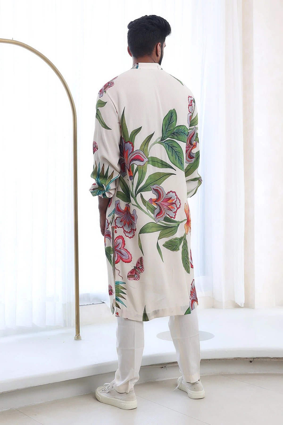 Ivory Floral Print Kurta Only