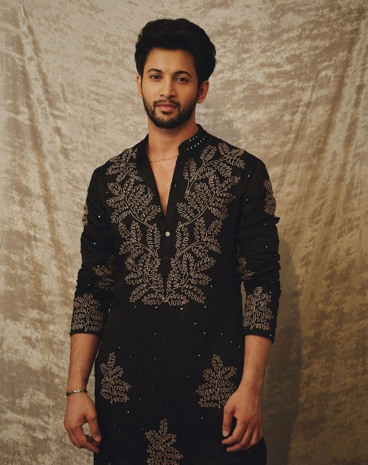 Black Embroidery Dori Work Kurta Only