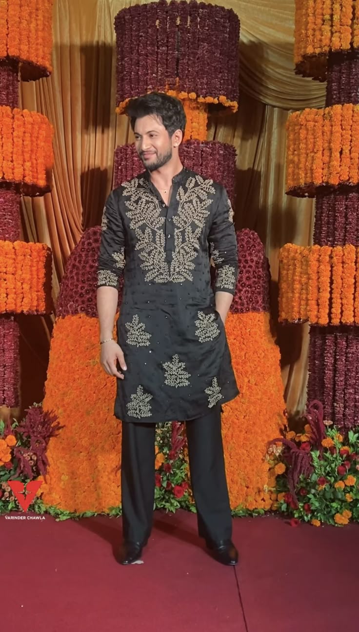 Black Embroidery Dori Work Kurta Only