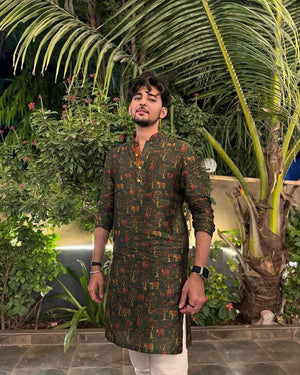 Darshan Rawal Elephant Print Kurta Only