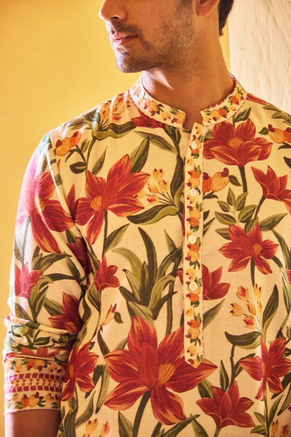 Flower Patti Print Kurta Only